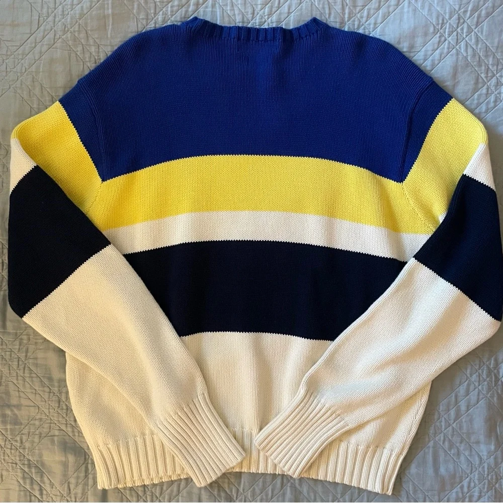 Polo Ralph Lauren Vintage Colorblock Stripe Cotton Crewneck‎ Sweater Size XL